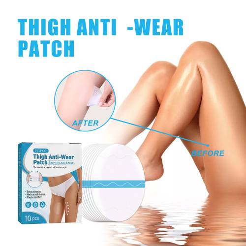 EELHOE Thigh Anti-Wear Pads, Anti-Friction Invisible Thigh High Elastic Leg Protector Knee Calf Casual Pads shown on smooth legs with before and after use demonstration for protection against thigh friction.