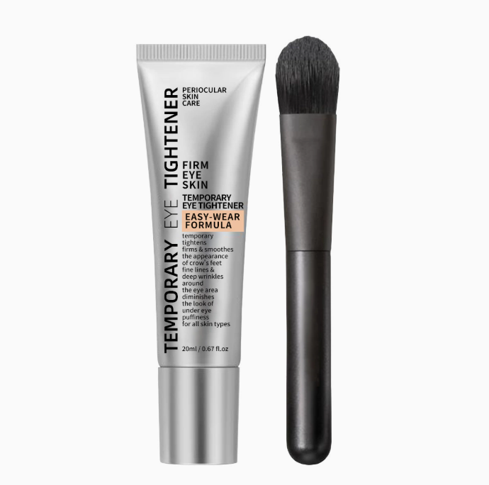 Instant FirmX Eye Tightener Stick with applicator brush, designed to temporarily tighten and smooth eye skin, reduce puffiness and wrinkles, suitable for all skin types.