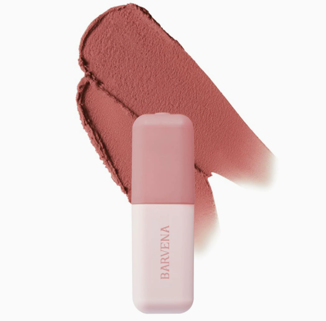 Quick-Dry Matte Lip Glaze in soft muted pink shade with creamy texture, designed for a long-lasting matte finish in women's beauty products and skincare collections.
