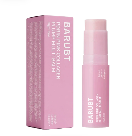 Collagen lip balm stick, pink tube with cap and label; 10g