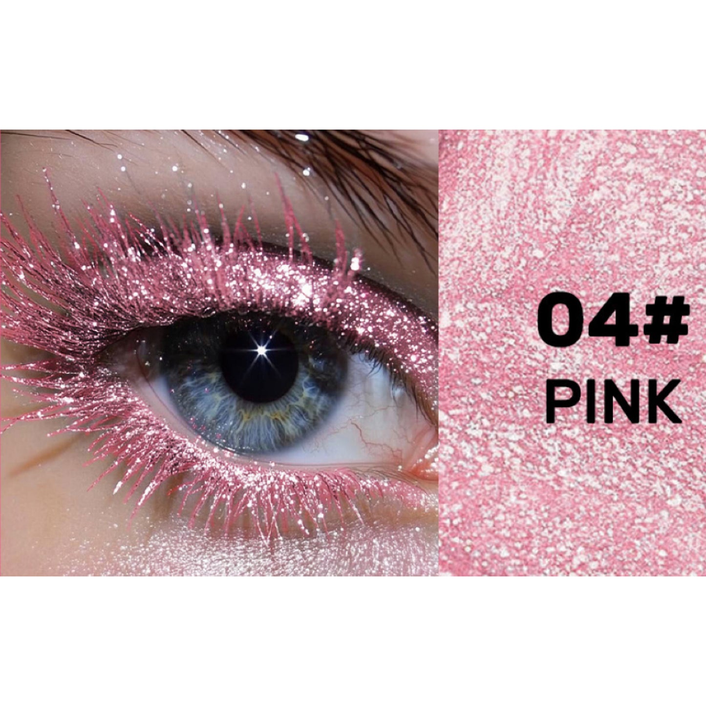 Glitter sparkle mascara with pink glitter lashes, shade 04# Pink