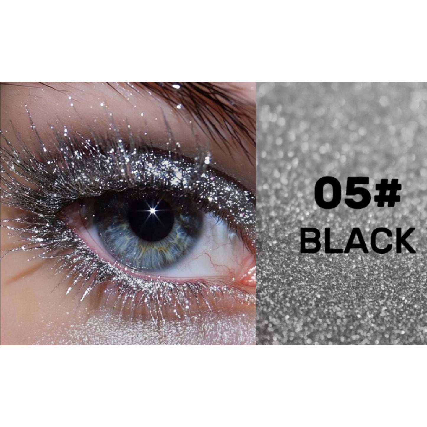 Glitter sparkle mascara with black glitter lashes, shade 05# Black