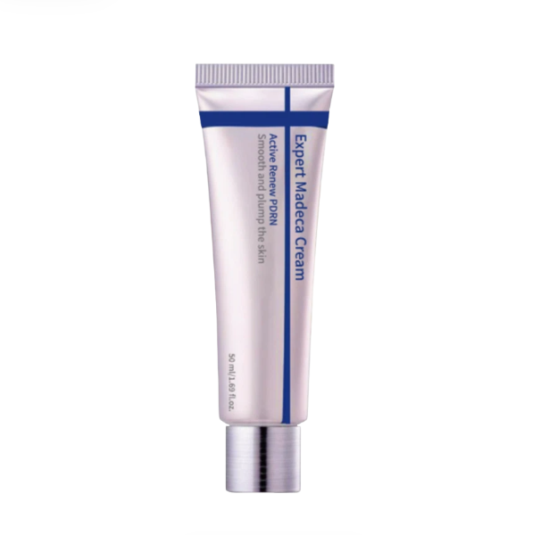 Tube of Expert Madeca Cream with silver cap and blue accents, branded as BARUBT Brightening & Firming Moisturizer for skincare and beauty routines.