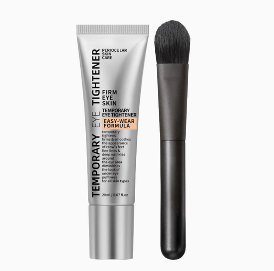 Instant FirmX Eye Tightener Stick with applicator brush, designed to temporarily tighten and smooth eye skin, reduce puffiness and wrinkles, suitable for all skin types.