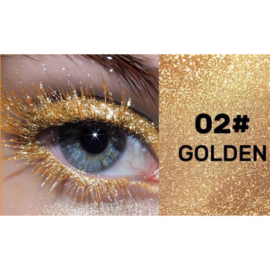 Glitter sparkle mascara with golden glitter lashes, shade 02# Golden